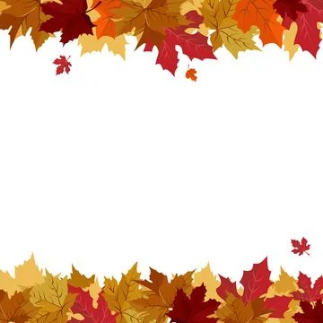 Vector isolated square frame of yellow dry autumn leaves. Border for text. .. Stock Illustration