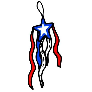 Vector isolated star with a loop, and long ribbons, in American colors. hand Stock Illustration