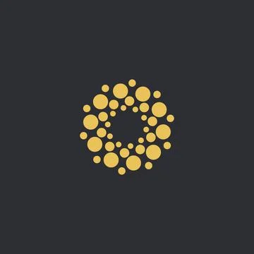 Vector isolated sun logo design template. Abstract dots symbol. Round unusual Stock Illustration
