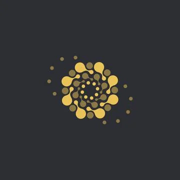 Vector isolated sun logo design template. Abstract dots symbol. Round unusual Stock Illustration