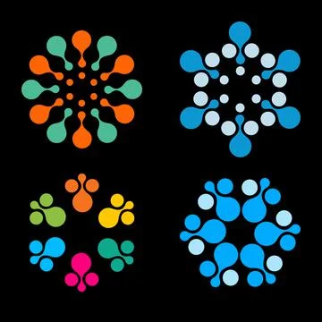 Vector isolated sun logo design template. Abstract dots symbol. Icon round shape Stock Illustration