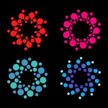 Vector isolated sun logo design template. Abstract dots symbol. Icon round shape Stock Illustration