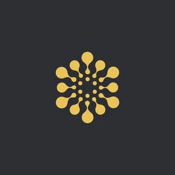 Vector isolated sun logo design template. Abstract dots symbol. Round unusual Stock Illustration