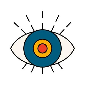 Vector isolated symbol of eye. Esoteric magic psychedelic concept. Stock Illustration