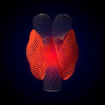 Vector isolated Thyroid with pain center. 3D human organ . Medicine concept w Stock Illustration