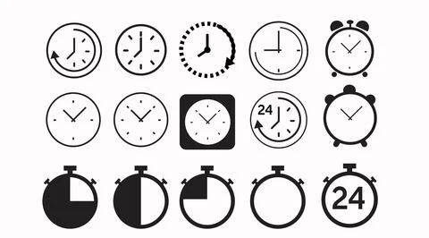 Vector Isolated Time and clock line icons. Stock Illustration