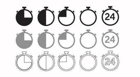 Vector Isolated Time and clock line icons. Stock Illustration