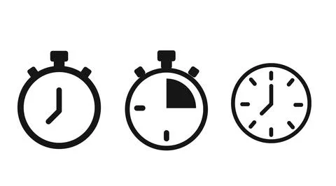 Vector Isolated Time and clock line icons. Stock Illustration