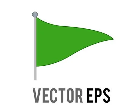 Vector isolated triangular green flag icon with silver pole 스톡 일러스트