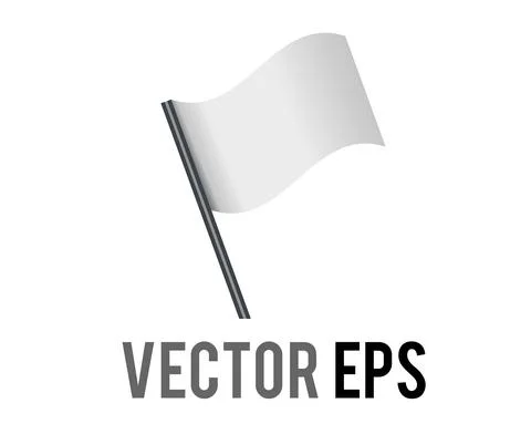 Vector isolated vector rectangular gradient white flag icon with silver pole Stock Illustration