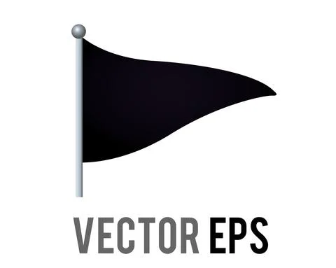 Vector isolated vector triangular black flag icon with silver pole 스톡 일러스트