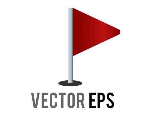 Vector isolated vector triangular gradient red flag icon with silver pole 스톡 일러스트