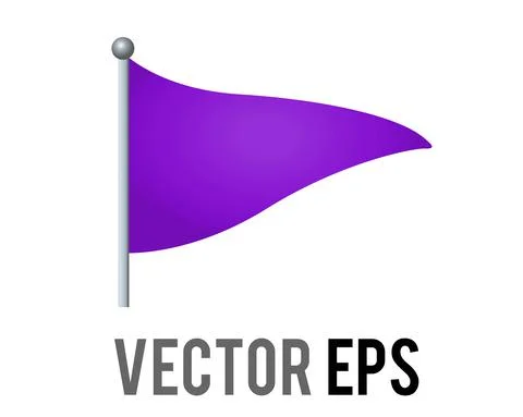 Vector isolated vector triangular gradient purple flag icon with silver pole 스톡 일러스트