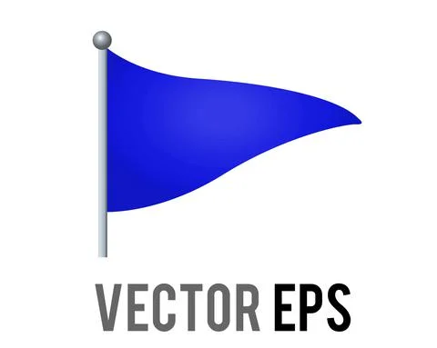 Vector isolated vector triangular gradient blue flag icon with silver pole Stock Illustration