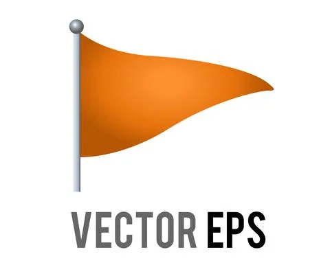 Vector isolated vector triangular gradient orange flag icon with silver pole 스톡 일러스트