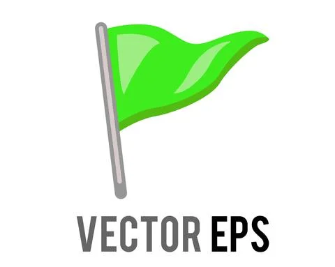 Vector isolated vector triangular gradient green flag icon with silver pole 스톡 일러스트