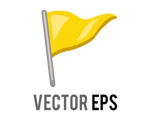 Vector isolated vector triangular gradient yellow flag icon with silver pole 스톡 일러스트