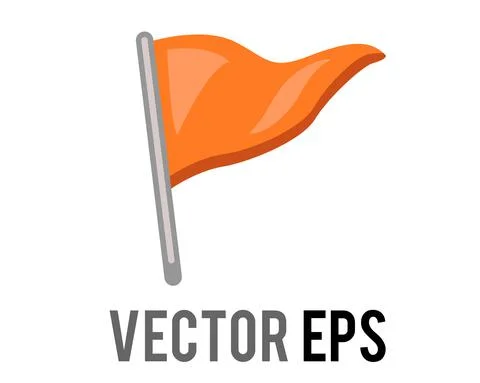 Vector isolated vector triangular gradient orange flag icon with silver pole 스톡 일러스트