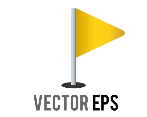 Vector isolated vector triangular gradient yellow flag icon with silver pole Stock Illustration