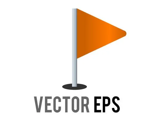 Vector isolated vector triangular gradient orange flag icon with silver pole 스톡 일러스트