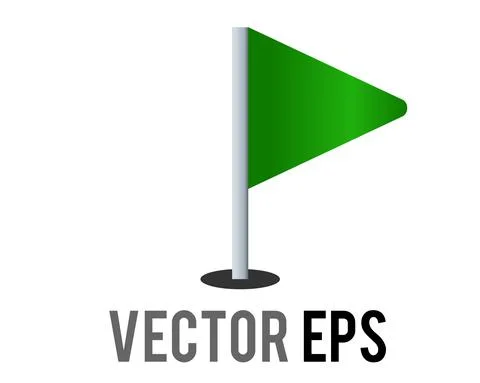 Vector isolated vector triangular gradient green flag icon with silver pole 스톡 일러스트
