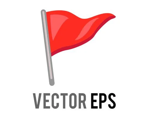 Vector isolated vector triangular gradient red flag icon with silver pole Stock Illustration