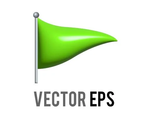Vector isolated vector triangular gradient green flag icon with silver pole 스톡 일러스트