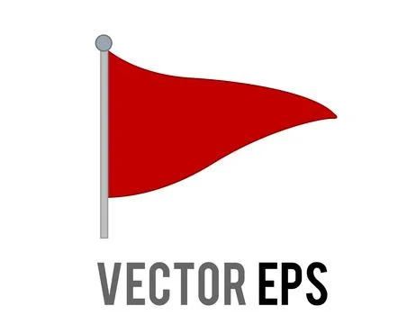 Vector isolated vector triangular gradient red flag icon with silver pole 스톡 일러스트