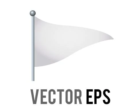 Vector isolated vector triangular white flag icon with silver pole 스톡 일러스트