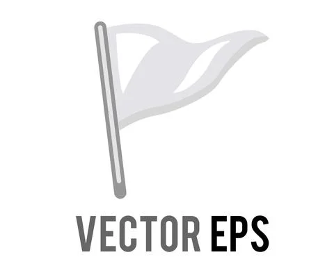 Vector isolated vector triangular white flag icon with silver pole 스톡 일러스트