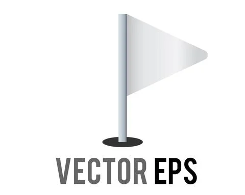 Vector isolated vector triangular white flag icon with silver pole 스톡 일러스트
