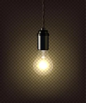 Vector isolated vintage lamp on dark transparent background. Illustrazione stock