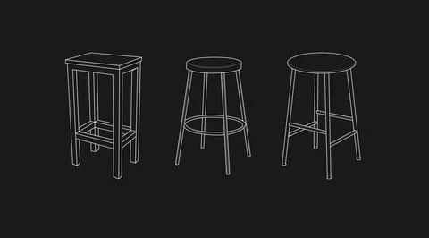 Vector isolated Wooden Stools Set. Stock Illustration