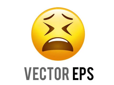 Vector isolated yellow disappointed expression face flat icon Stock Illustration