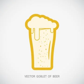 Vector isolated yellow icon with goblet of beer on the gradient gray backgr.. Stock Illustration