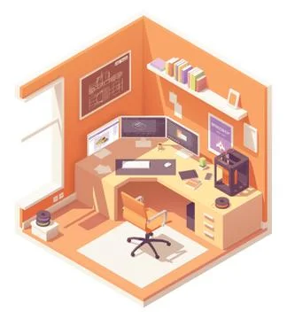 Vector isometric 3d artist workplace Stock Illustration