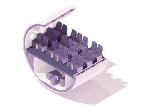 Vector isometric airplane cabin with premium economy class seats Stock Illustration