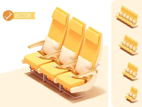 Vector isometric airplane seats set Stock Illustration