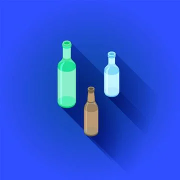 Vector isometric alcohol bottles set. Stock Illustration