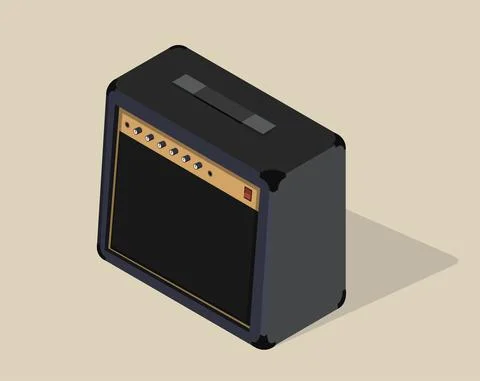 Vector isometric amplifier. Guitar combo amp isolated. Stock Illustration