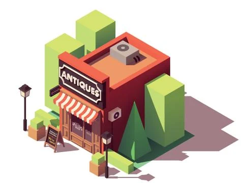 Vector isometric antique shop Stock Illustration