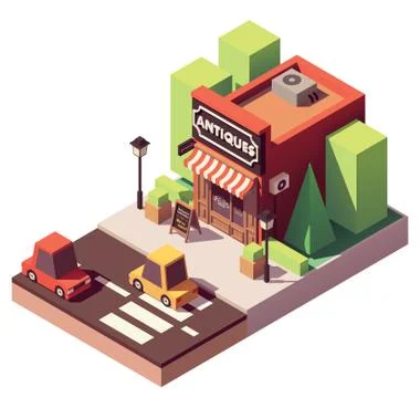 Vector isometric antique shop Stock Illustration