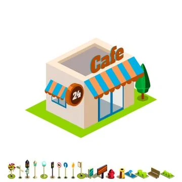 Vector isometric bar building icon infographic design Ilustración de archivo