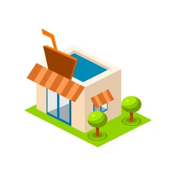 Vector isometric bar building icon infographic design Ilustración de archivo