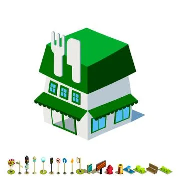 Vector isometric bar building icon infographic design Ilustración de archivo