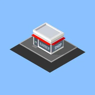Vector isometric barber shop building Stock Illustration