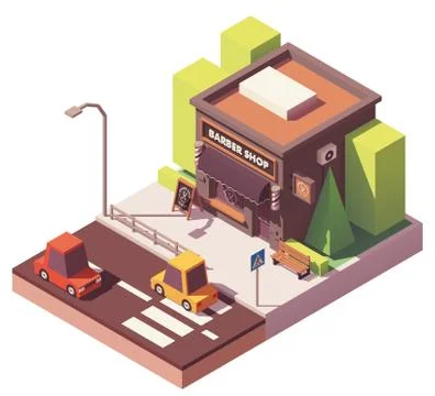 Vector isometric barber shop Stock Illustration
