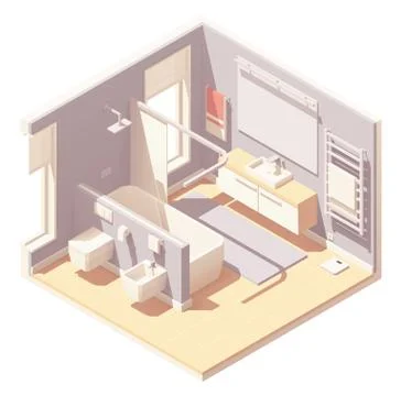 Vector isometric bathroom interior Stock Illustration