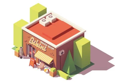 Vector isometric beach shop Stock Illustration