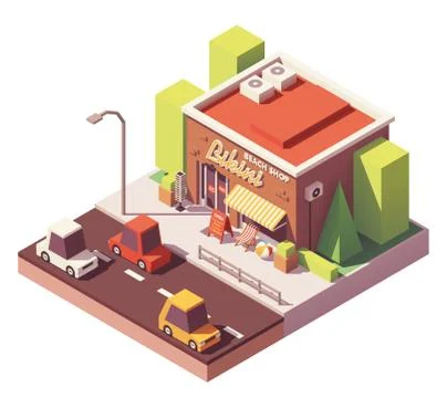 Vector isometric beach shop Stock Illustration
